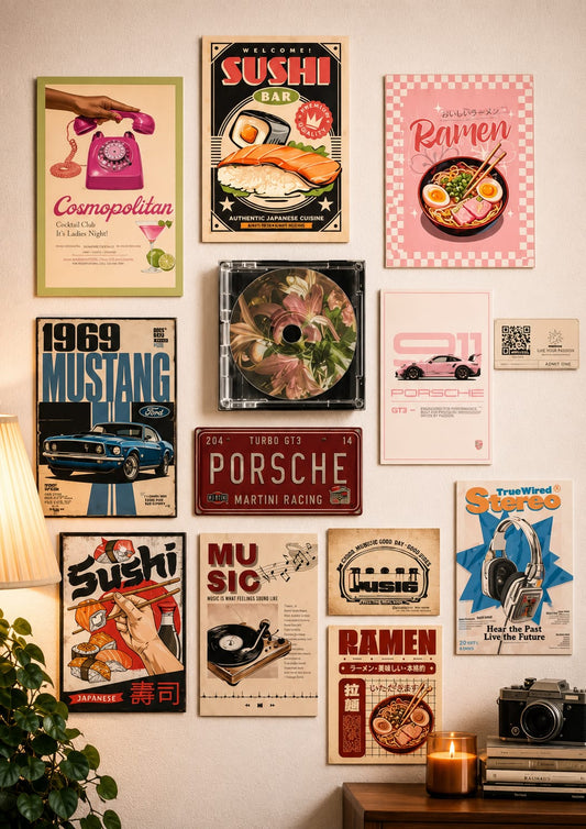 Vintage Aesthetic Poster Collection (11 Posters) | Retro Wall Art Set for Room Decor