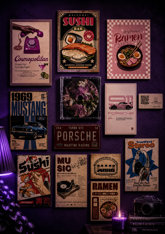 Vintage Aesthetic Poster Collection (11 Posters) | Retro Wall Art Set for Room Decor