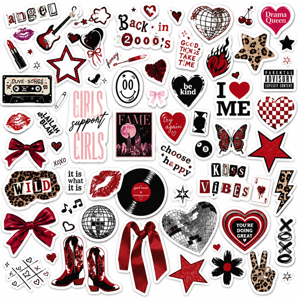 Aesthetic Downtown Girls Stickers Pack Trendy Y2K Stickers(50) | Waterproof Cool Girls Sticker for Teens Adults, Vinyl Decals for Laptop Kindle Water Bottle Scrapbook, Party Supplies