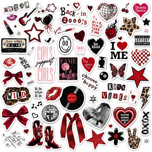 Aesthetic Downtown Girls Stickers Pack Trendy Y2K Stickers(50) | Waterproof Cool Girls Sticker for Teens Adults, Vinyl Decals for Laptop Kindle Water Bottle Scrapbook, Party Supplies