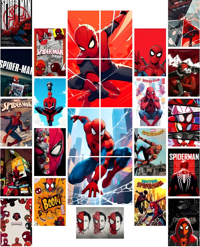 Spider-Man Poster Collection (24-Piece) | Premium A6 Marvel Wall Art Set
