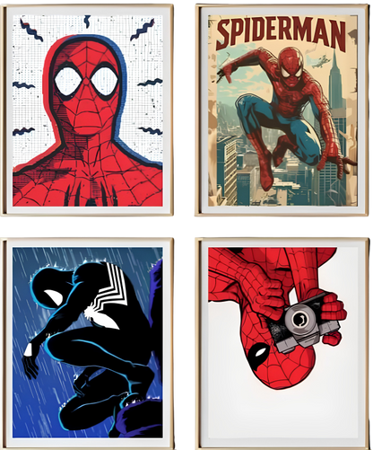 Spider-Man Poster Set (4-Piece) | Premium A4 Marvel Wall Art Collection